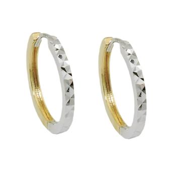 Creole 17x2mm Klappscharnier bicolor diamantiert 9Kt GOLD