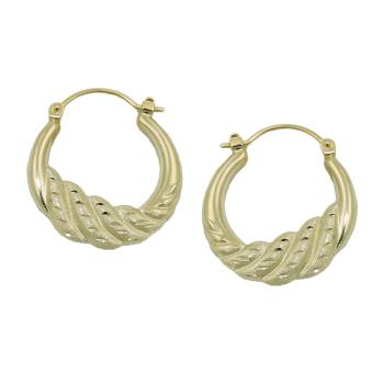 Creole 21x3mm matt glänzend diamantiert 14Kt GOLD