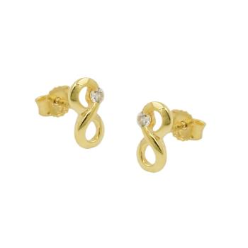 Ohrstecker Ohrring 9x5mm Zeichen Unendlichkeit mit Zirkonia GOLD 9Kt