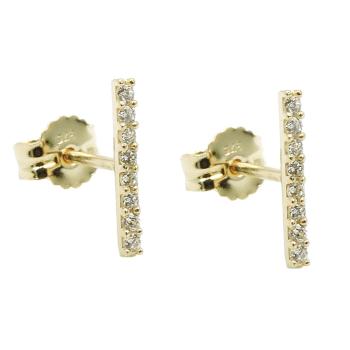 Ohrstecker Ohrring 9x1mm mit je 8 Zirkonias weiß 9Kt GOLD