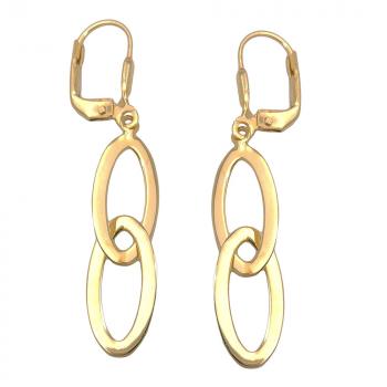 Ohrbrisur Ohrhänger Ohrringe 45x8mm 2 Ovale glänzend 9Kt GOLD