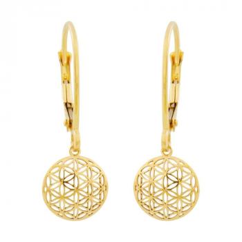 Ohrbrisur Ohrhänger Ohrringe 25x9mm Blume des Lebens 9Kt GOLD