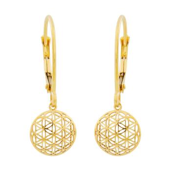Ohrbrisur Ohrhänger Ohrringe 25x9mm Blume des Lebens 9Kt GOLD
