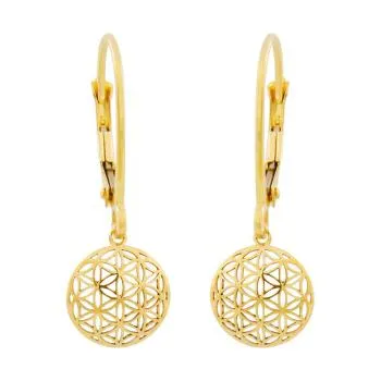 Ohrbrisur Ohrhänger Ohrringe 25x9mm Blume des Lebens 9Kt GOLD
