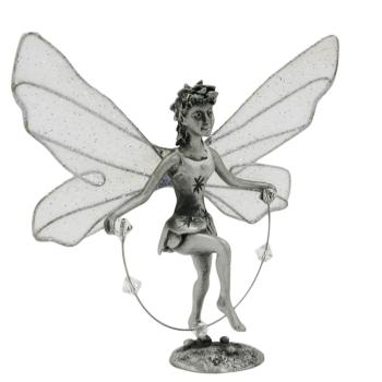 Tischdekoration 65mm Zinnfigur Elfe mit Springseil Corinn