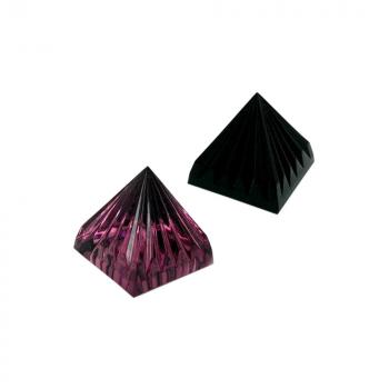 Set Tischdekoration 28x30mm 3 kleine Pyramiden aus Glas 2x schwarz 1x lila