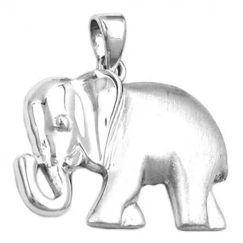 Anhänger 16x21mm Elefant matt-glänzend rhodiniert Silber 925
