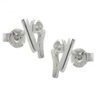 Ohrstecker Ohrring 10x55mm Zirkonia matt-glänzend Silber 925