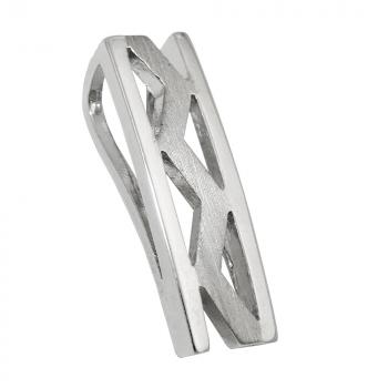 Anhänger 21x6,5mm Viereck mit Zickzack matt-glänzend rhodiniert Silber 925