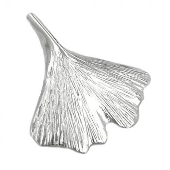 Anhänger 26x27mm Ginkgoblatt glänzend Silber 925