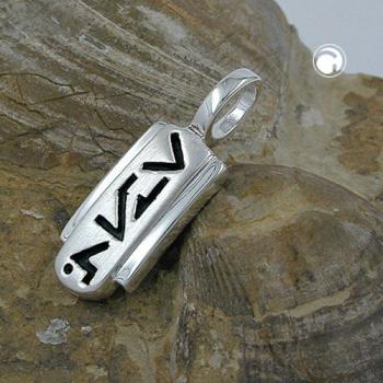 Anhänger 22x8mm Muster schwarz lackiert matt-glänzend Silber 925