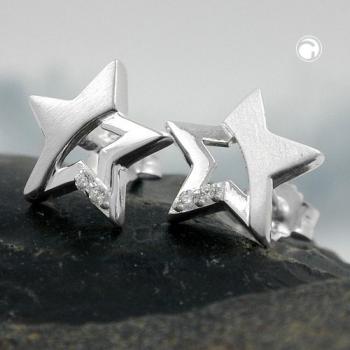 Ohrstecker Ohrring 10x10mm Stern mit Zirkonia Silber 925