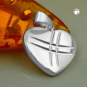 Anhänger 15x16mm Herz matt-glänzend diamantiert Silber 925