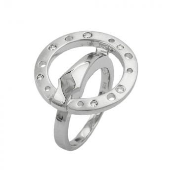 Ring 22mm Zirkonias mattiert rhodiniert Silber 925 Ringgröße 58