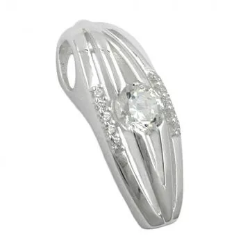 Anhänger 21x8mm streifig mit Zirkonias glänzend Silber 925