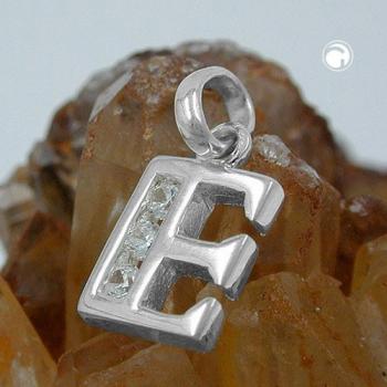 Anhänger 8x7mm Buchstabe E glänzend mit Zirkonias Silber 925