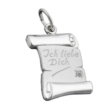 Anhänger 21x14mm Schriftrolle -Ich liebe Dich- Silber 925