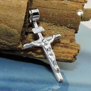 Anhänger 23x13mm Kreuz mit Jesus glänzend Silber 925