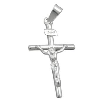 Anhänger 23x13mm Kreuz mit Jesus glänzend Silber 925