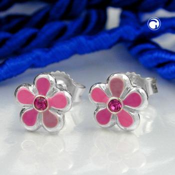 Ohrstecker Ohrring 65mm Kinderohrring Blume pink-lackiert Silber 925