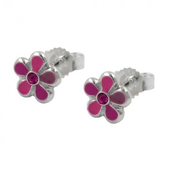 Ohrstecker Ohrring 65mm Kinderohrring Blume pink-lackiert Silber 925