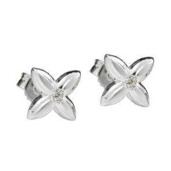 Ohrstecker Ohrring 65x65mm kleine Blüte Zirkonia weiß Silber 925