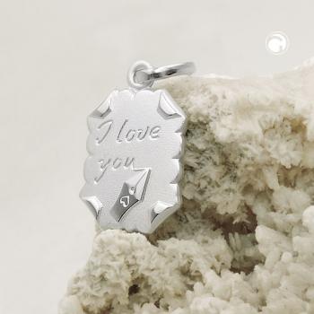 Anhänger 22x15mm Brief -I love you- Silber 925