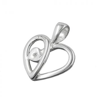 Anhänger 17x14mm Herz mit Zirkonia Silber 925