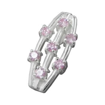Anhänger 21x9mm 7x Zirkonia pink Silber 925