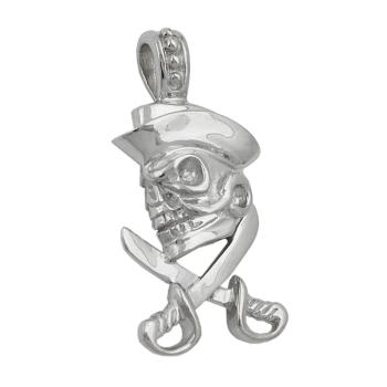 Anhänger 25x12mm Totenkopf mit Piratenhut Silber 925