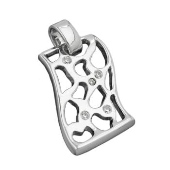 Anhänger 24x15mm mit Zirkonias glänzend rhodiniert Silber 925
