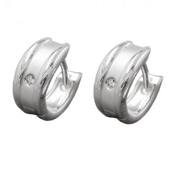 Creole 12x6mm Klappscharnier mit Zirkonia weiß Silber 925