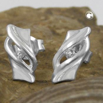 Ohrstecker Ohrring 10x5mm mit Zirkonia matt glänzend Silber 925