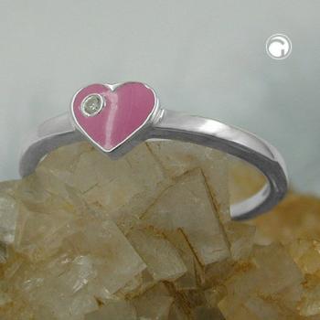 Ring Kinderring mit Herz rosa Silber 925 Ringgröße 42