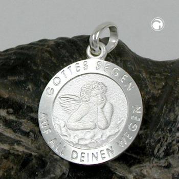 Anhänger 10mm Engel-Taufanhänger mit Schriftzug matt-glänzend Silber 925