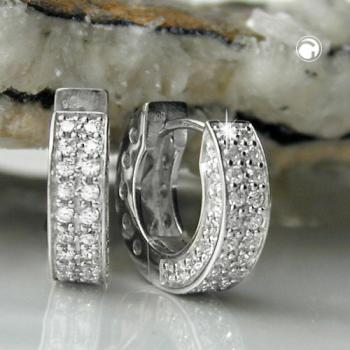 Creole 17x5mm Klappscharnier viele Zirkonias rhodiniert Silber 925
