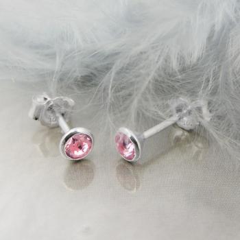 Ohrstecker Ohrring 4mm Zirkonia pink Silber 925