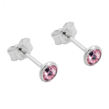 Ohrstecker Ohrring 4mm Zirkonia pink Silber 925