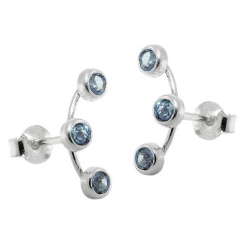 Ohrstecker Ohrring 15x3mm mit je 3 Zirkonias aquamarinfarben Silber 925