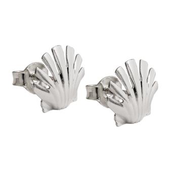 Ohrstecker Ohrring 9x9mm Muschel glänzend Silber 925