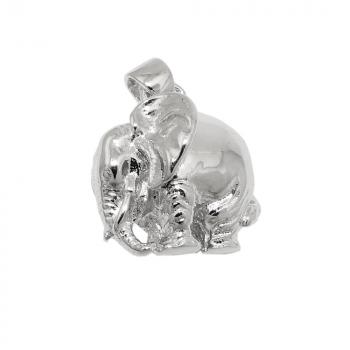 Anhänger 13x12mm Elefant massiv rhodiniert Silber 925