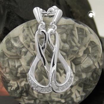 Ohrstecker Ohrring 36x10mm glänzend mit Zirkonias Silber 925