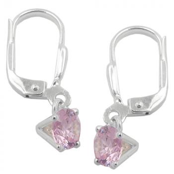 Ohrbrisur Ohrhänger Ohrringe 21x6mm Konusform Zirkonia 6mm pink Silber 925