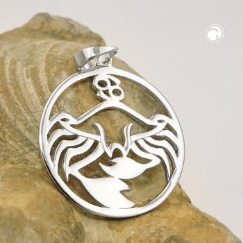 Anhänger 21mm Sternzeichen Krebs glänzend rhodiniert Silber 925