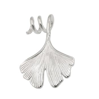 Anhänger 25x17mm Ginkgo-Blatt Spirale Silber 925