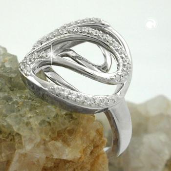 Ring 20mm mit vielen Zirkonias glänzend rhodiniert Silber 925 Ringgröße 60