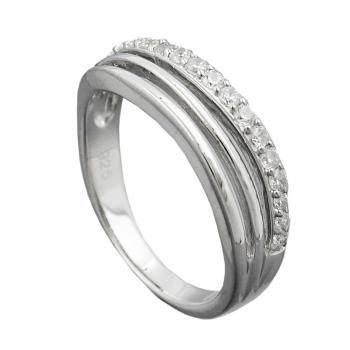 Ring 6mm mit Zirkonias glänzend rhodiniert Silber 925 Ringgröße 54