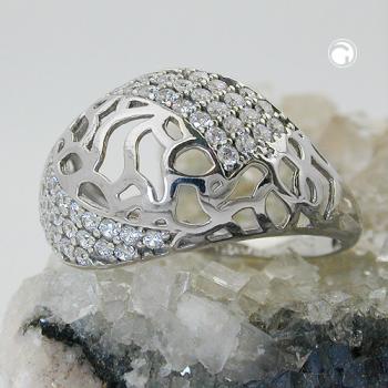 Ring 13mm mit vielen Zirkonias glänzend Silber 925 Ringgröße 57