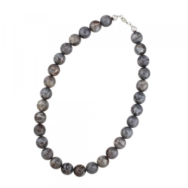 Kette 16mm Perlen grau-glitter 50cm Kette 16mm Perlen grau-glitter 50cm