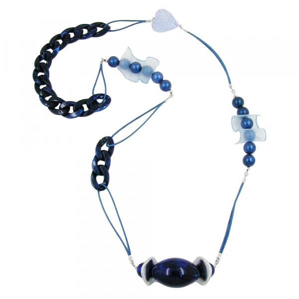Kette Kunststoffperlen Panzerkette Kordel blau 90cm Kette Kunststoffperlen Panzerkette Kordel blau 90cm